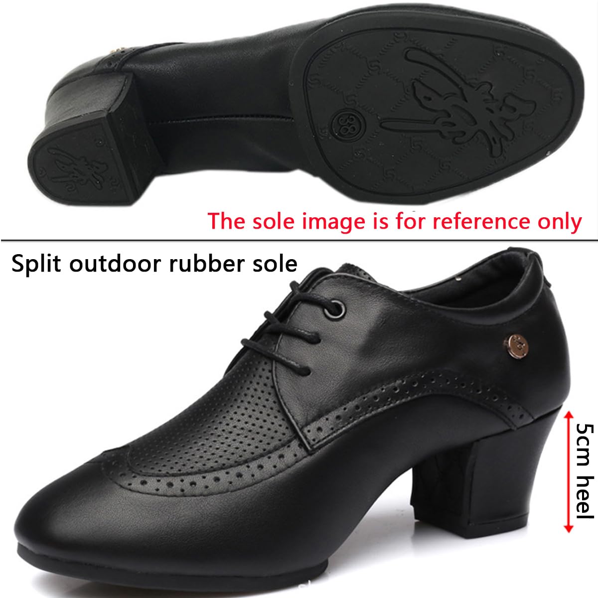 Mujer Zapatos de Baile Latino Tacón 5cm Salón Cerrados Zapatos de Baile Salsa Bachata Tango para Principiantes Profesores de Danza