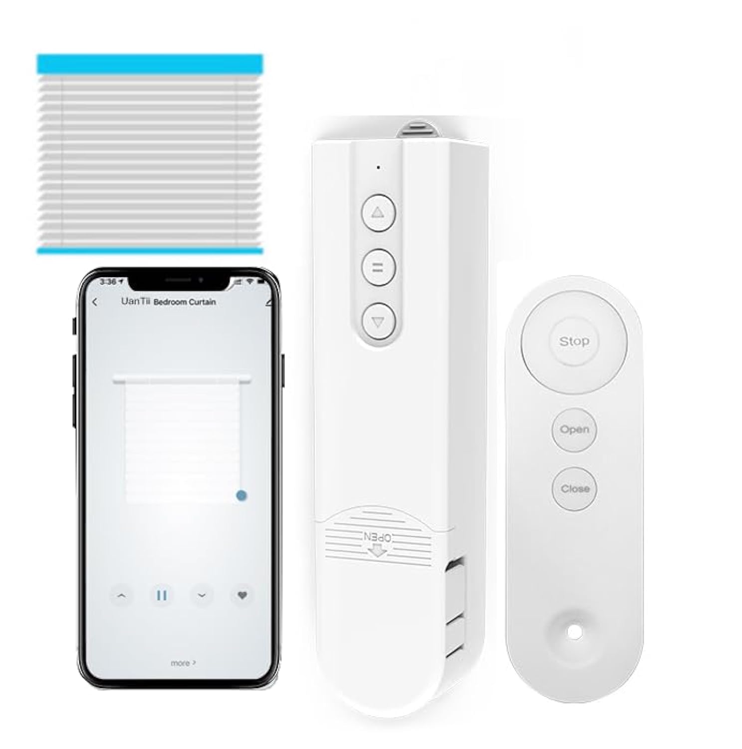 UanTii Smart Blind Curtain Motor Tuya Wifi Wireless Automatic Electric Roller Shutter Shadows App Control Lifting Curtain Opening Closing Driver Works with Alexa and Google Home，No Hub Required