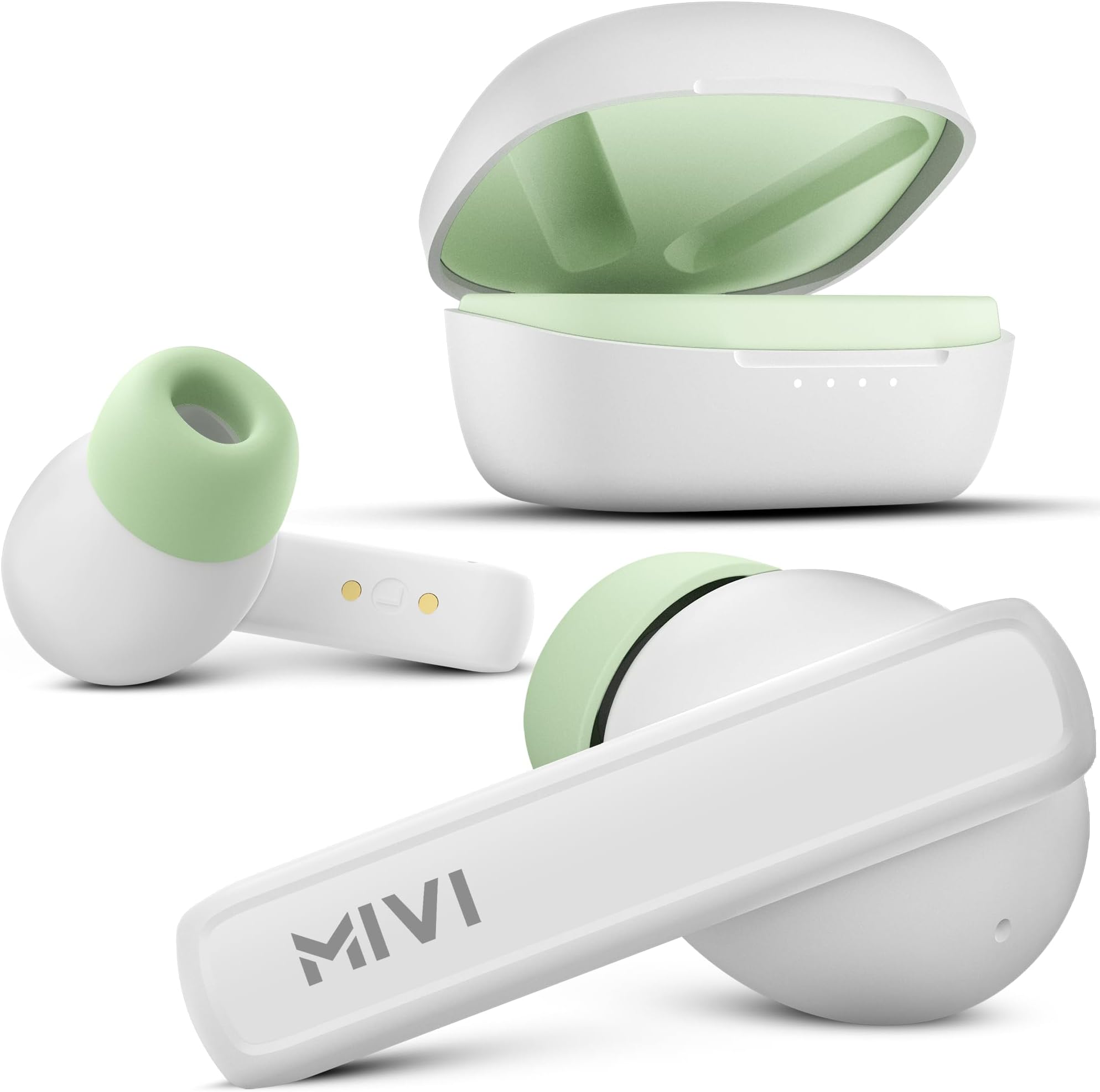 Mivi DuoPods A450 Ear Buds Wireless, Dual Tone TWS with13mm Bass Drivers, AI-ENC for HD Calls, 45H Battery,Swift Charging Bluetooth Wireless Earphones
