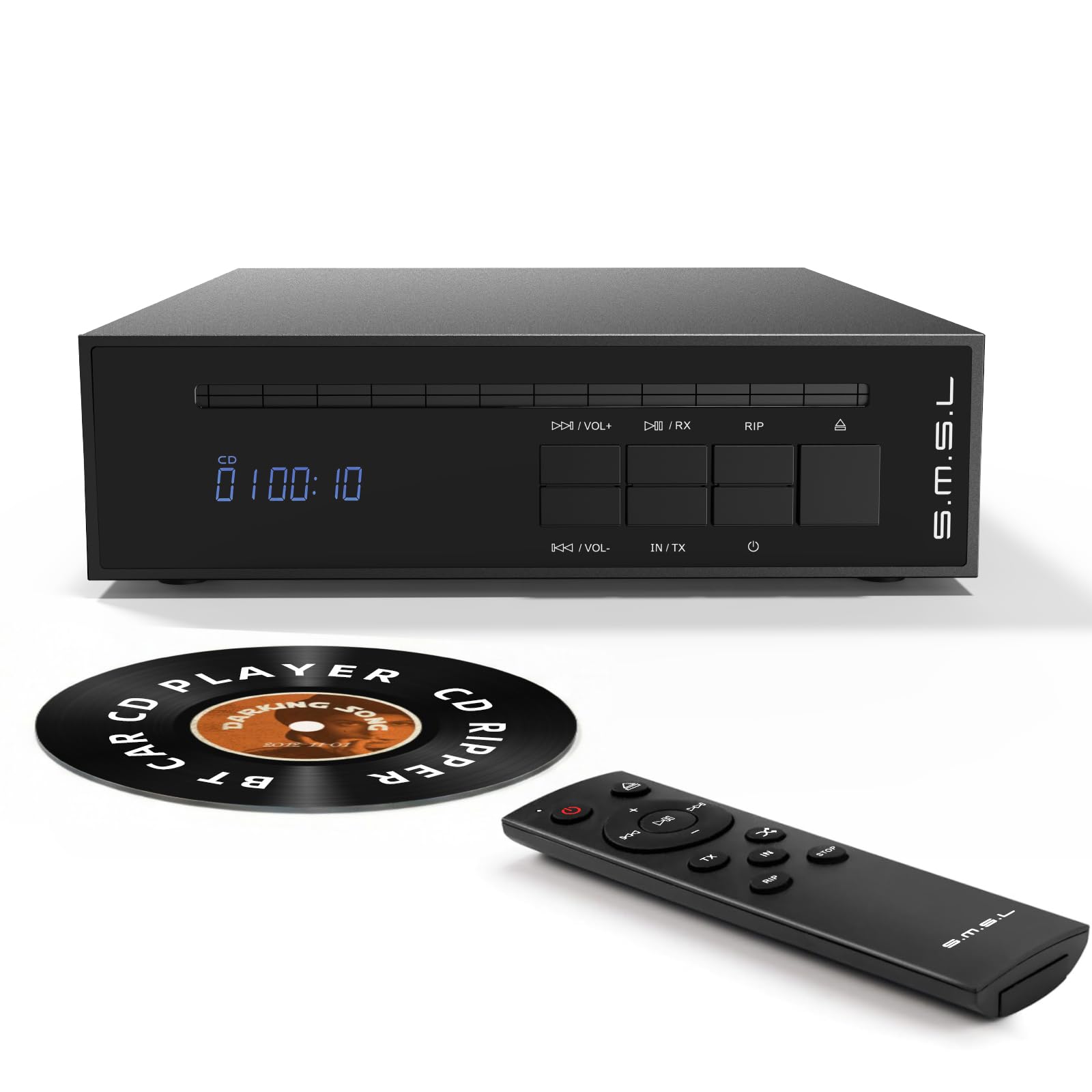SMSL PL20 Lettore CD HiFi Per la Casa, Lettore USB CD Ripper, Nero