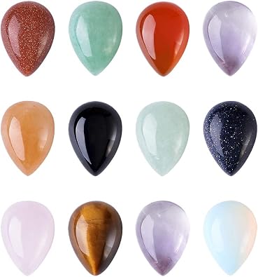 Craftdady Mixed Stone Chakra Healing Gemstone Cabochons Beads Charms Supplies for Handmade DIY Jewelry Making