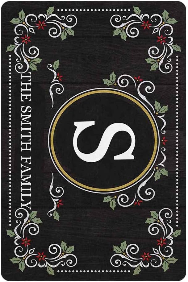 MyPupSocks Custom Doormat, Personalized Mat Elegant Holiday Scroll Text Doormat Door Floor Mat Outdoor Indoor Front Mat Entrance Welcome Rug Kitchen Rug Non Slip Mat 24x16 Inches