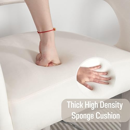 Miniatura 12 de Juego de 2 sillas de comedor de terciopelo verde, modernas sillas de comedor tapizadas con respaldo abierto y brazos, cómodas sillas laterales para