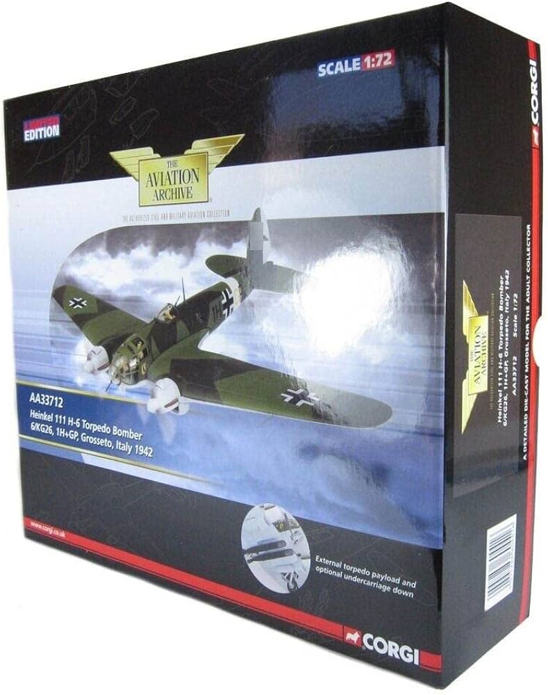 ➀ CORGI 1/72 WWⅡ ハインケル He111 H-6 戦闘機模型 Amazon | Corgi