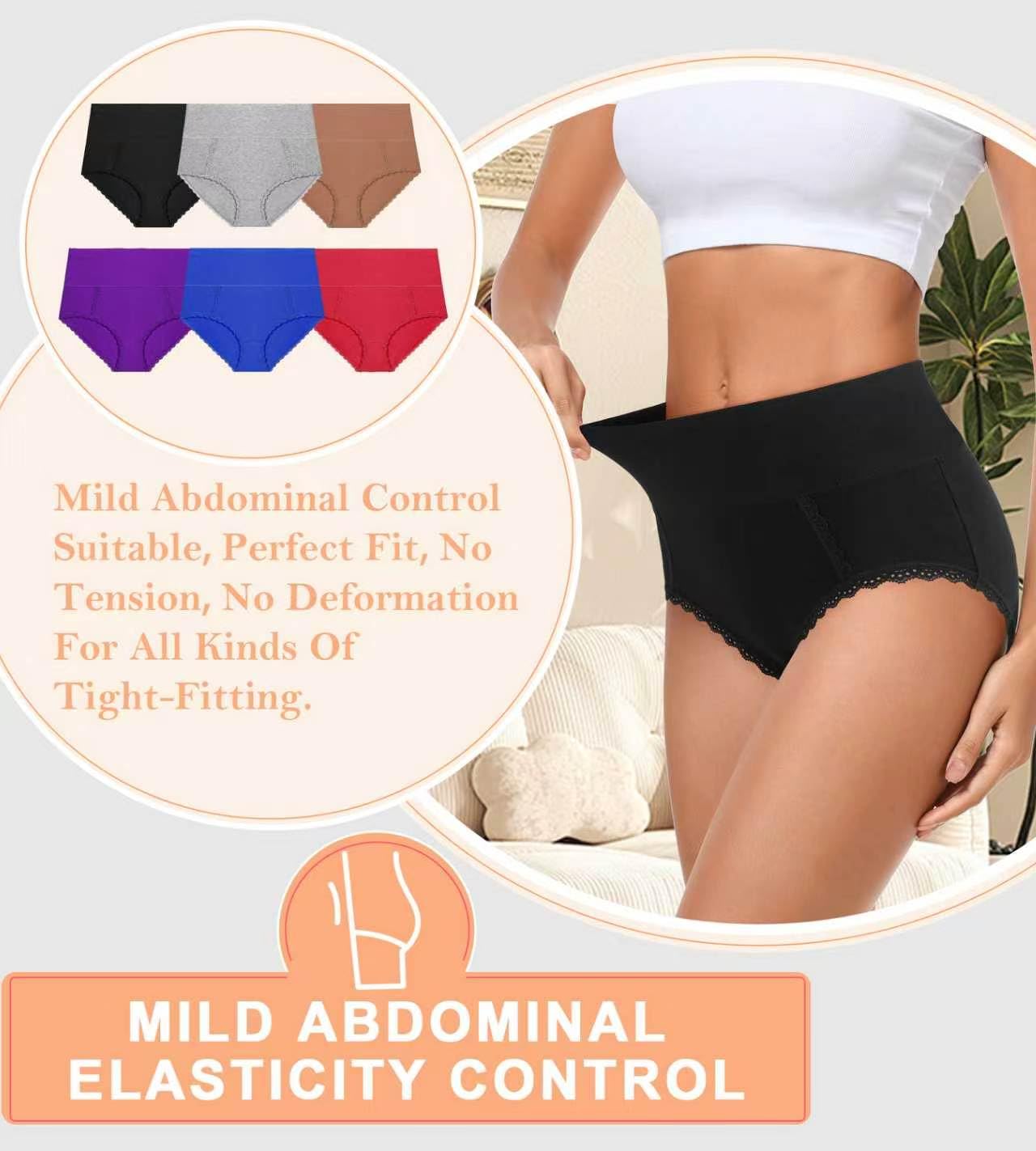 MISSWHO S-4XL bielizna damska, bawełna, wysoka talia, pielęgnacja poporodowa, miękka, oddychająca, bez muffinek, majtki dla kobiet (wielopak)