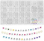 ARTDOT 1400 Pcs Perles de lettre pour bracelets, 28 Styles Bracelet Organized Making Kit Clay Alphabet Perles pour faire des artisanats de bijoux Cadeau d'amitié pour les filles Adultes Peinture Diamant Accessoires