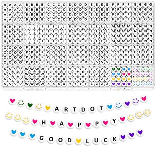 ARTDOT 1400 PCS Letter Beads for Jewelry Making Kit, 28 Styles Alphabet Beads for Friendship Bracelets Assorted Preppy Beads with Storage Case, Black White Box Packed