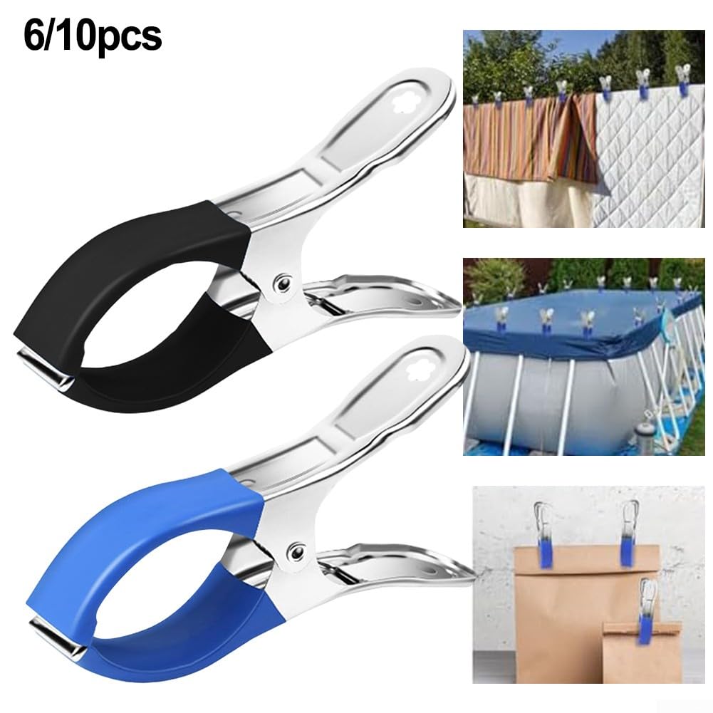 HpLive Lot de 30 pinces en acier inoxydable pour bâche de piscine - Pinces coupe-vent avec protection anti-rayures pour couvertures de piscine (30 pièces) - Bleu