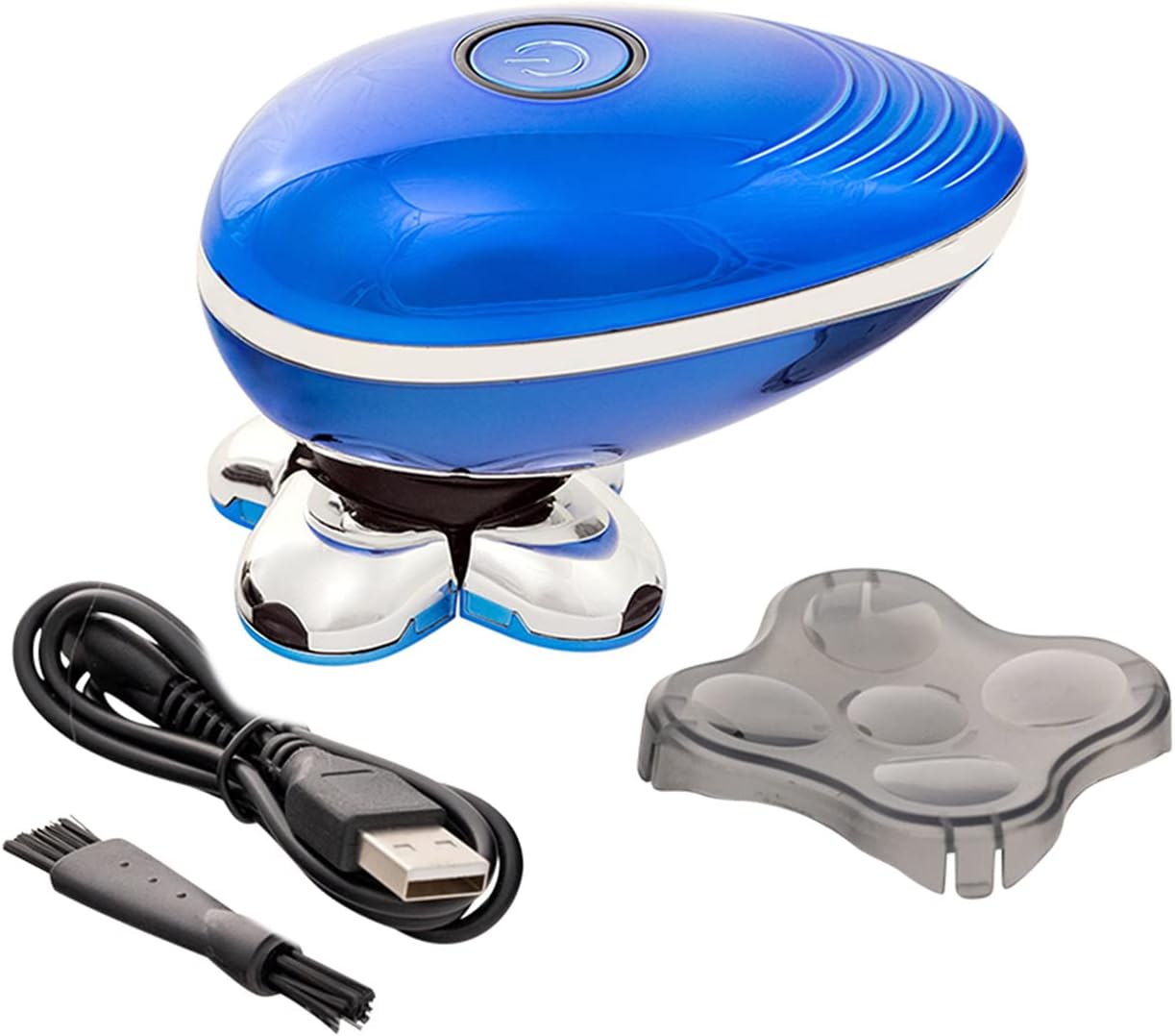 Pop Sonic 5-Head Electric Shaver Kit - Unisex (Blue) Shaver for Face, Head & Body - Smooth, Waterproof USB Rechargeable Trimmer with 360-Degree Precision Cut Heads for Men & Women