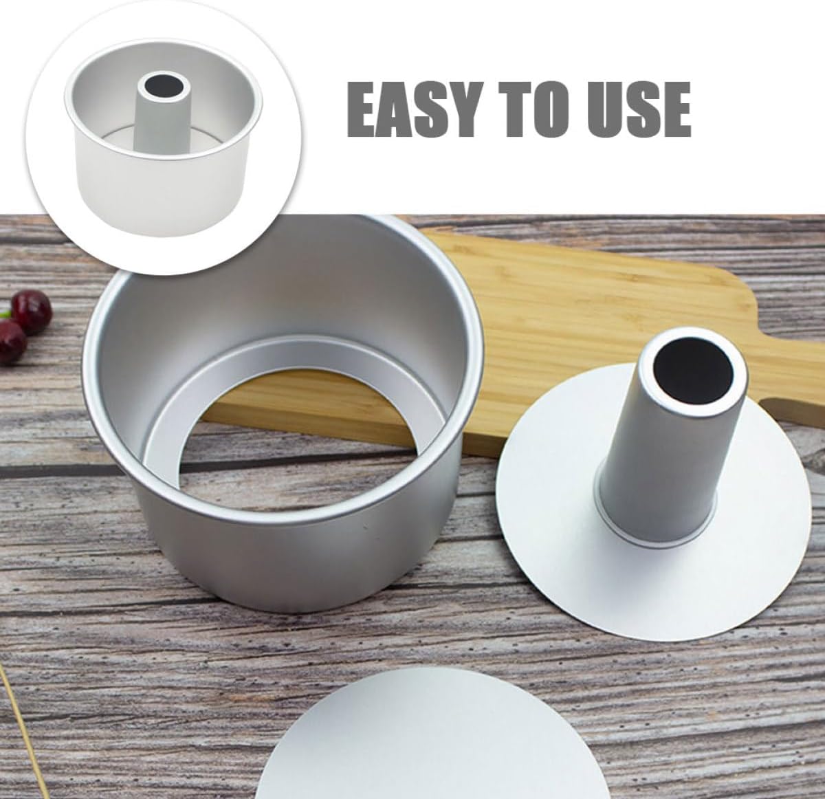 8-inch Aluminium Alloy round Cake Pan with Removable Bottom Hollow Chiffon Cake Mold for Home Baking Baking Tool