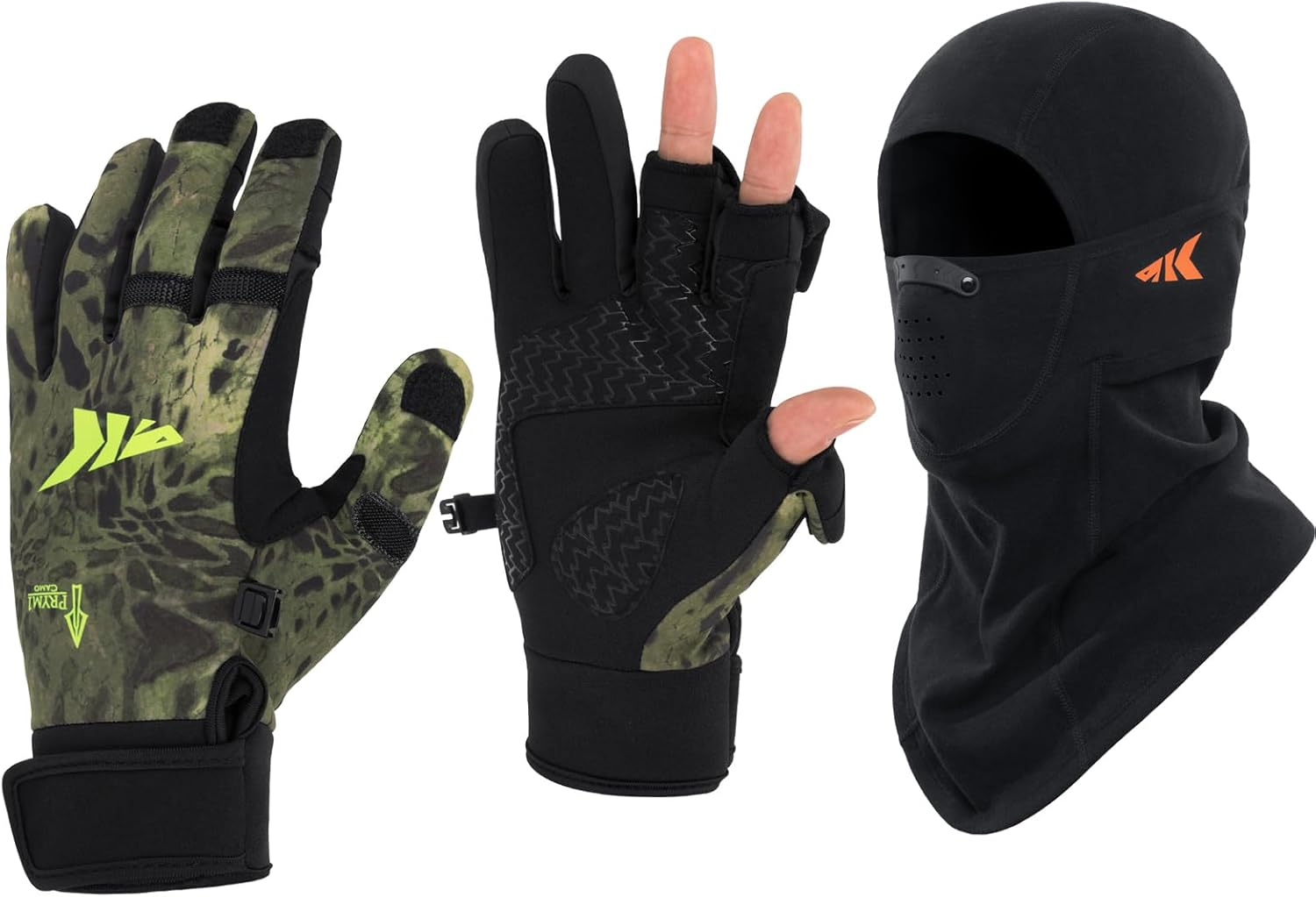 KastKing Mountain Mist Fishing Gloves(Medium Size) & ClimaGuard Balaclava with Adjustable Nose Clip
