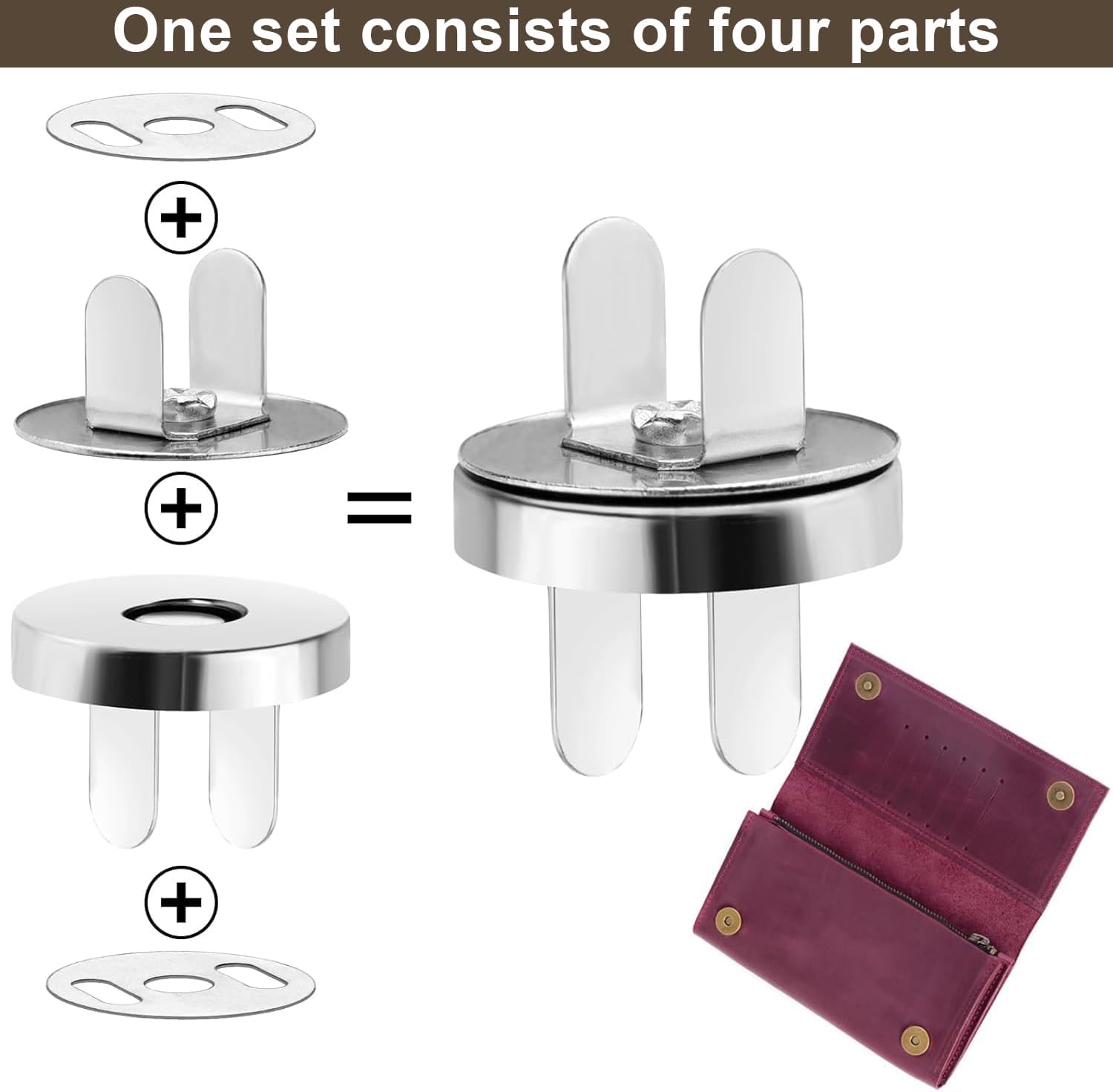 40 Sets Magnetic Buttons Snap Fasteners, 18mm No Sewing Magnetic Clasps for Bags Metal Snap Buttons with Storage Box for Handbag Clothes Sewing Leather DIY Craft Accessories(4 Colors)