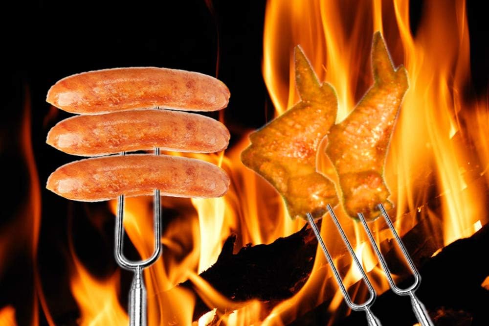 DIKER Grillspieße Teleskop Marshmallow, Stockbrot Stöcke Roasting Sticks Schaschlikspieße, Lagerfeuerspieße Edelstahl Ausziehbar, Grillstab, Grillbesteck Set für Camping Grill (8er Pack, Edelstahl)