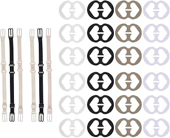 Bra Strap Clips,12 Bra Clips and Bra Straps Holder Womens Black,White,Beige for Full Cup Size Black & White & Nude Black & White & Nude-3