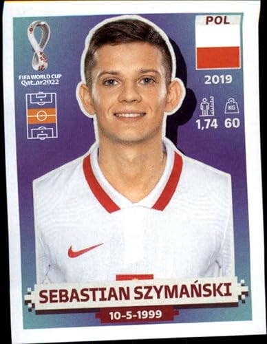 2022 Panini World Cup Soccer Sticker #POL15 Sebastian Szymanski Poland Group C Official Qatar WC Album Sticker in Raw (NM or Better) - Measuring 2