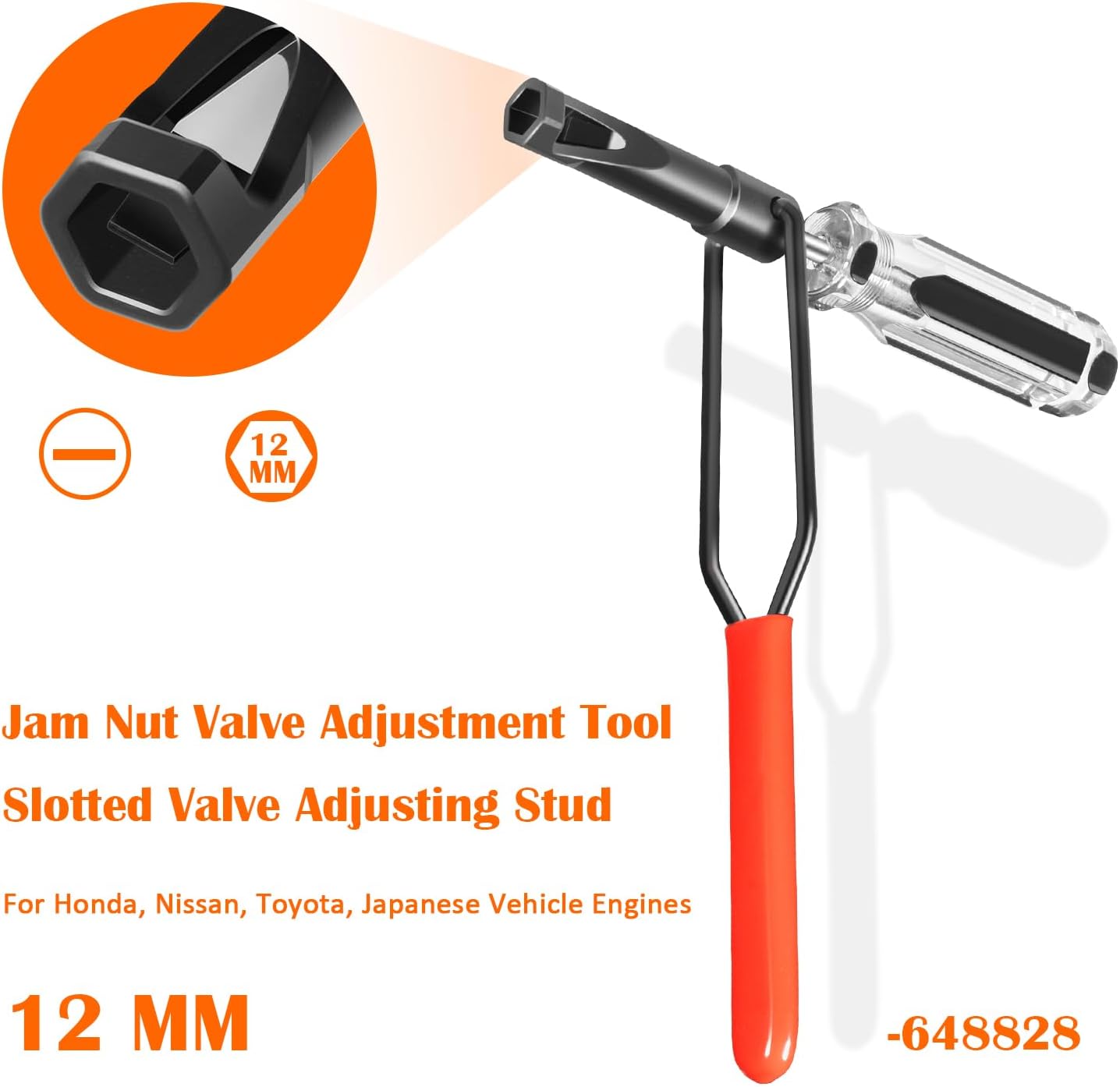 12 MM 7-1/2-Inch Jam Nut Valve Adjustment Tool 648828, Slotted Valve Adjusting Stud, Fit for Honda, Nissan, Toyota, Japanese Vehicle Engines