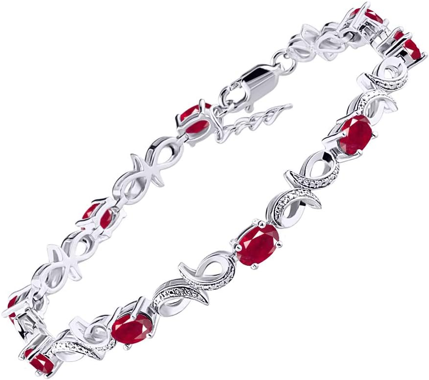RYLOS Bracelets for Women 925 Sterling Silver Infinity Tennis Bracelet Gemstone & Diamonds Adjustable to Fit 7"-8" Wrist, 9 Gorgeous 6X4MM Jewelry for Women Friendship Bracelets