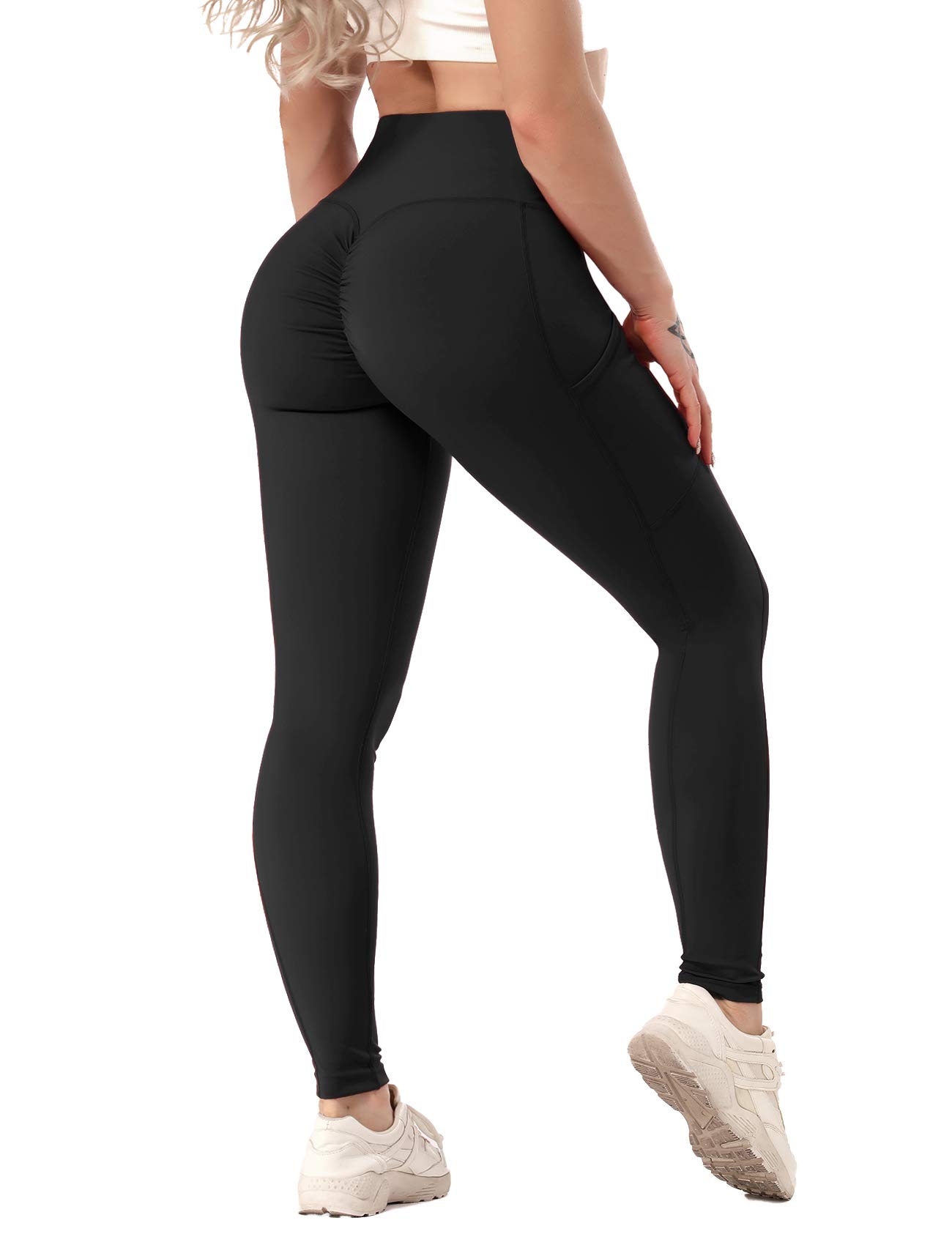 SEASUM Women Scrunch Butt Leggings High Waisted Ruched Yoga Pants Workout  Butt Lifting