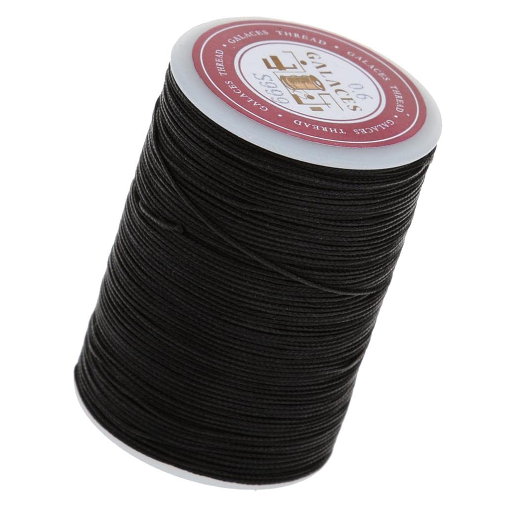 Oshhni 0.6Mm Black Waxed Cotton Cord Thread Beading String Spool For Jewelry Making Macrame Supplies,
