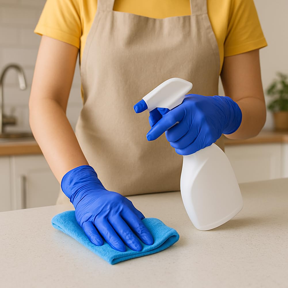 BAKAJI 1000 x Guanti Nitrile Monouso Colore Blu Cobalto, Senza Polvere e Lattice, Ipoallergenici, Bio Soft, Dita Texturizzate, Adatto all'Uso Medico, Alimentare, Cucina, Casa, Pulizie (XL)
