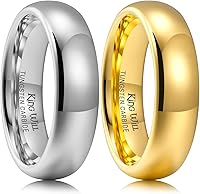 Vista 54 de King Will Alianza de boda de carburo de tungsteno para hombres y mujeres, anillos de promesa para parejas abovedados de alto pulido Plata-8 mm.