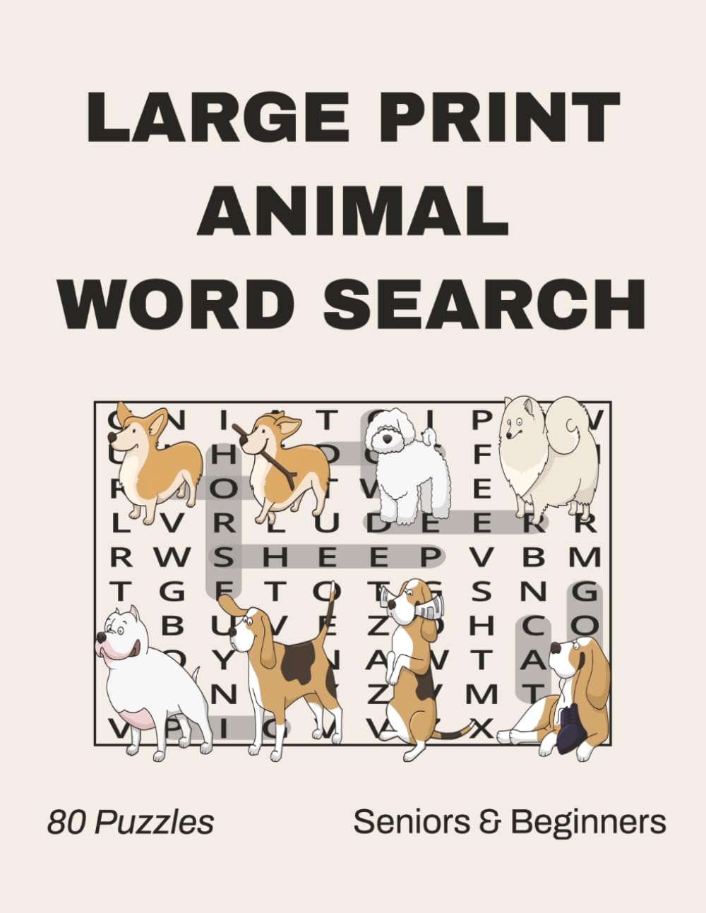 Large Print Animal Word Search for Seniors: 80 Easy Animal-Themed Puzzles for Seniors & Beginners