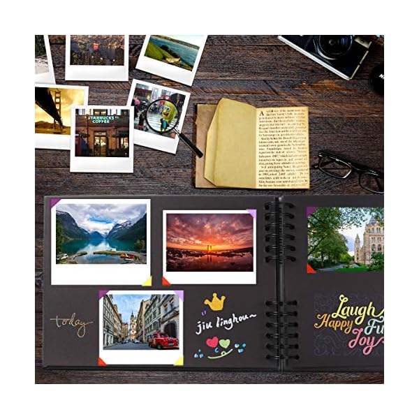 Amwoke Dunkelgrün Fotoalbum, Fotoalbum zum Selbstgestalten, DIY Fotobuch 80 Schwarze Seiten (40 Blätter), Fotoalben… – Bild 5