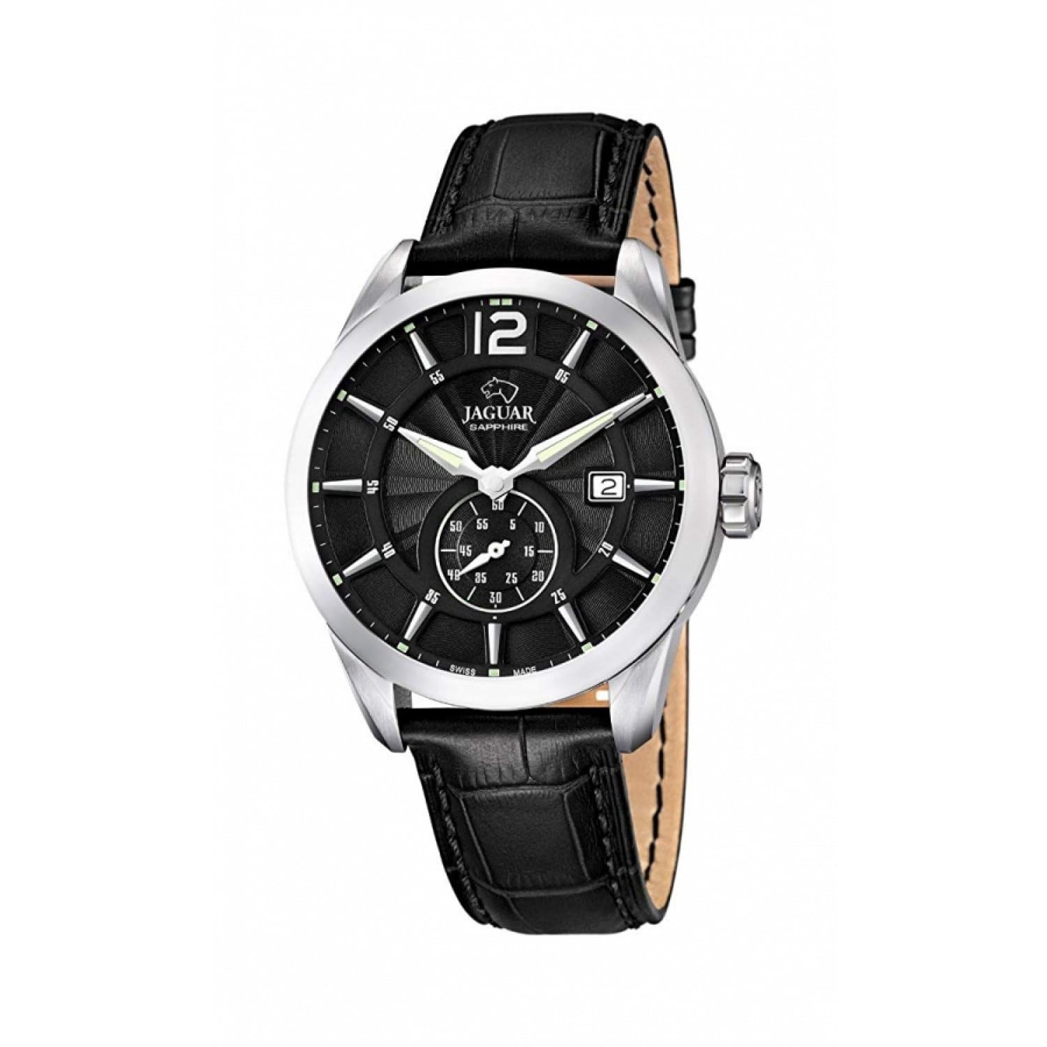 Jaguar Watches Herren-Armbanduhr XL Analog Quarz Leder J663/4 | Quarzuhr, Kalender, Widerstandsfähiges Saphirglas, Wasserdicht 10 ATM, J663/4, Acamar, Schwarzes Zifferblatt