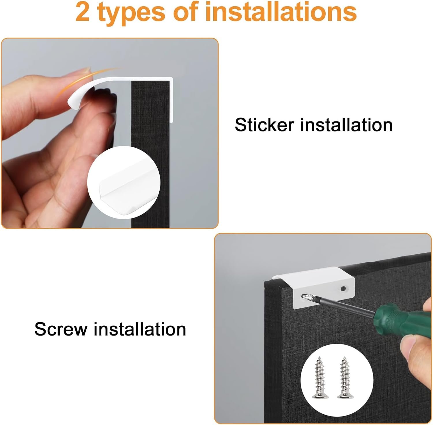 MOROBOR Finger Edge Pull, 8pcs Concealed Handle Aluminum Alloy Invisible Handle 50mm White Furniture Handles Self-Stick Instant Cabinet Drawer Pulls