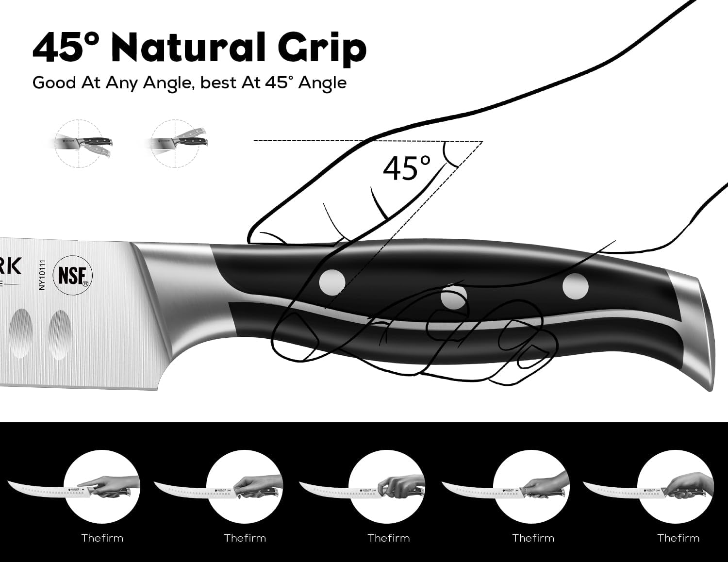 BRODARK Butcher Knife - 10" Curved Breaking Knife with Full Tang Handle - High Carbon Stainless Steel Scimitar Knives - NSF Certified, Steel-King Series - Image 6