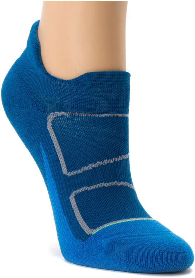 Feetures Elite Light Cushion No Show Tab Black-Pacific Blue