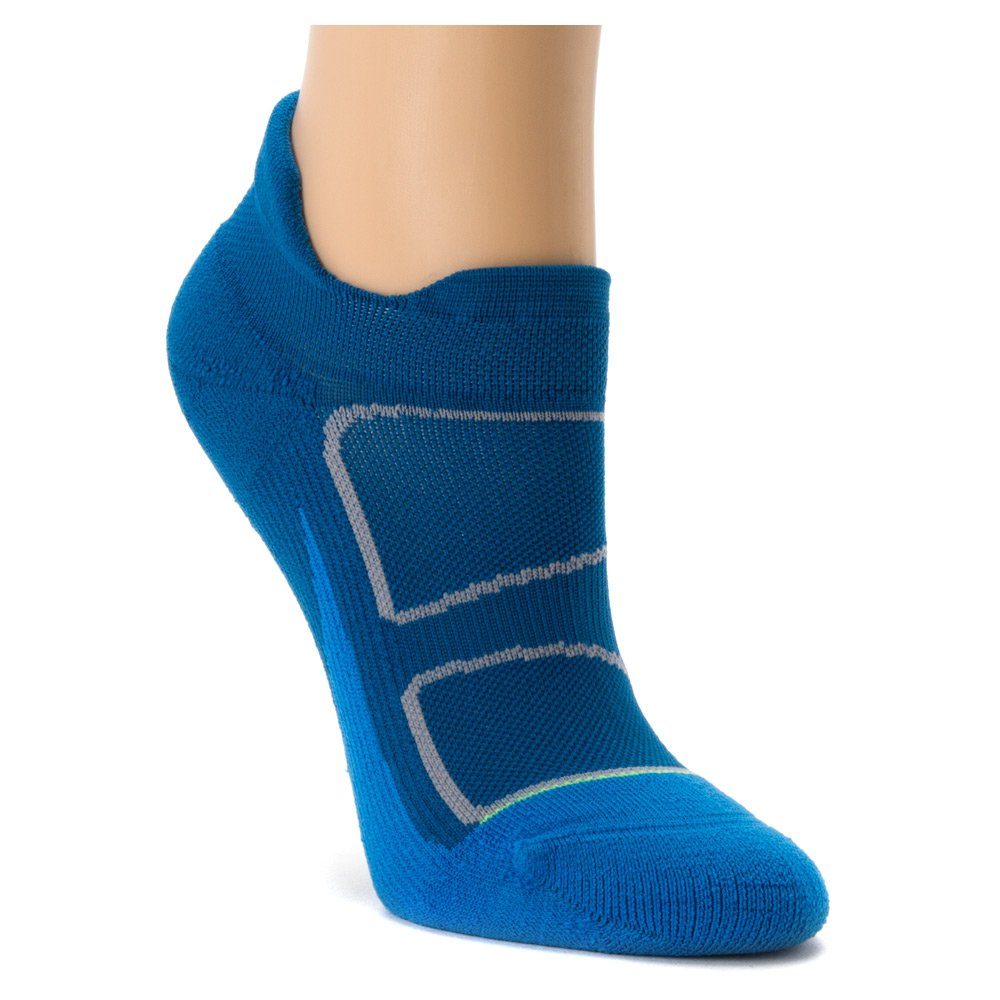 Feetures Elite Light Cushion No Show Tab Black-Pacific Blue