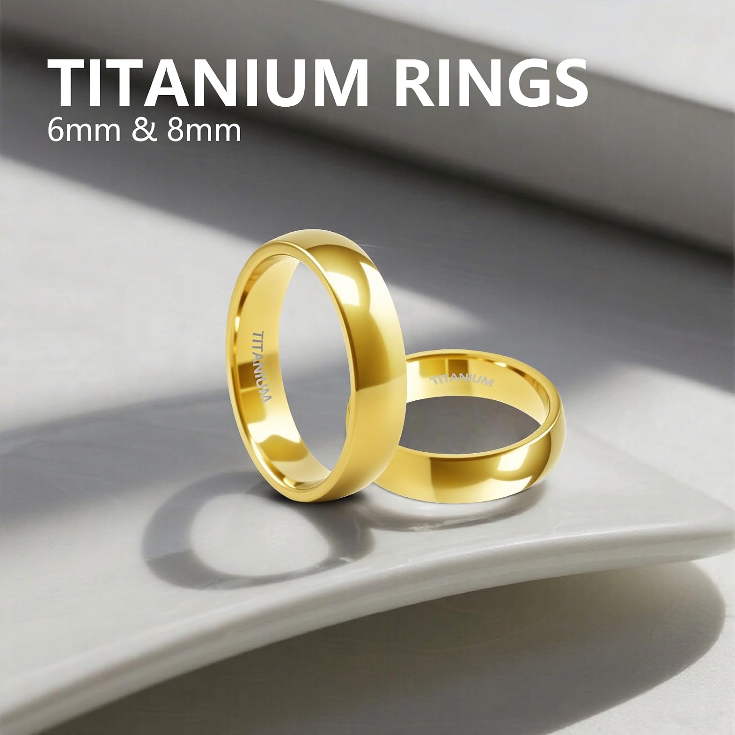 SX.man&sog Titanium Wedding Band for Men Women,Gold High Polished Solid Curved Edge Engagement Rings for Men and Women Exchange to Witness Each Other's Love