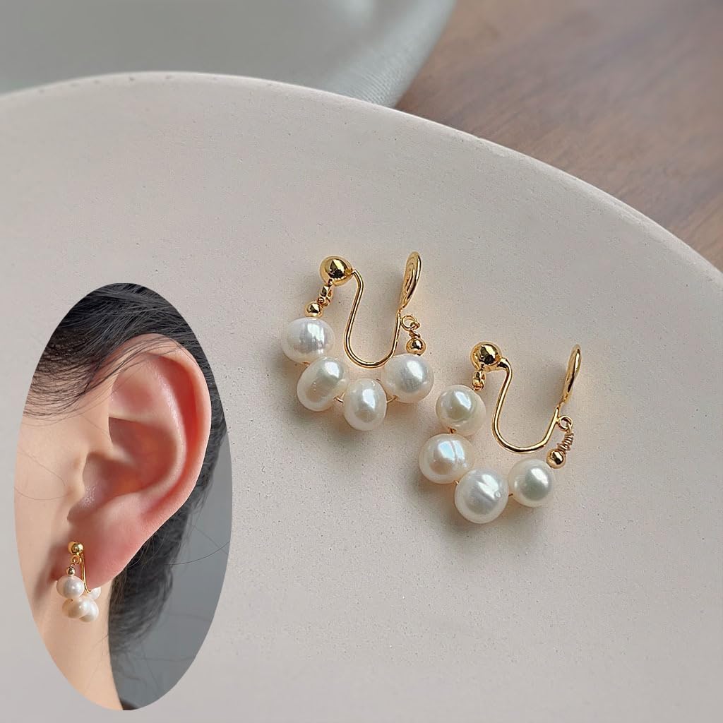 LIGHT RAIN Clip-On Earrings, All-Day Wear Gold & Silver Plated Stud, Hoop, Dangle Design Jewelry for Non-Pierced Ears - Image 2