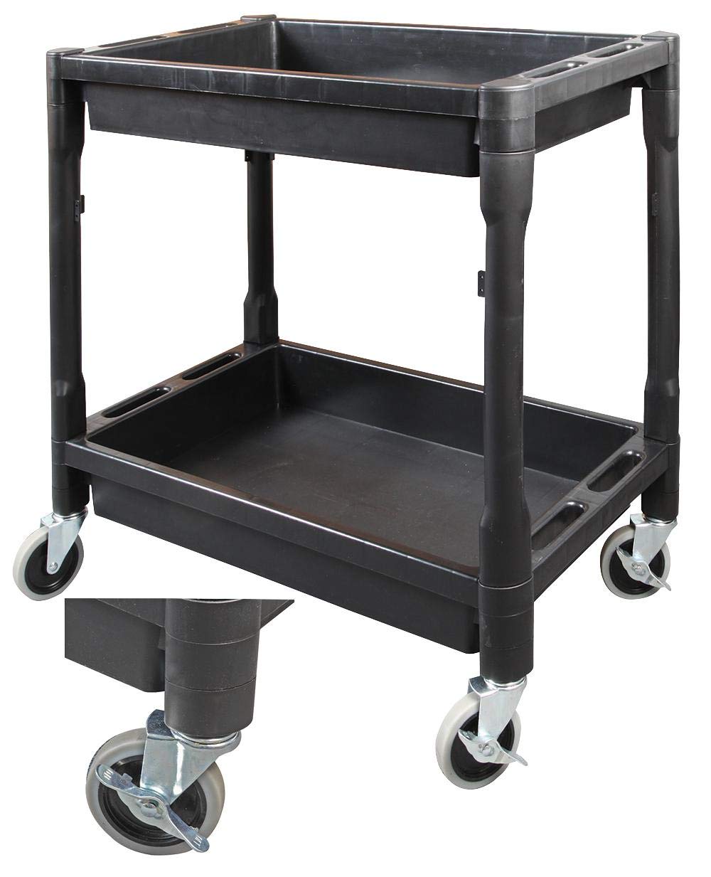 Carrello di servizio in plastica resistente, capacità di carico 136 kg, altezza esterna 78,7 cm, larghezza esterna 45,6 cm, lunghezza 81 cm, carrello tipo 2 scaffali, peso 8,8 kg, carrelli per la