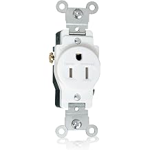 Faith 15A/125V Commercial-Grade 3-Prong Tamper-Resistant Single Receptacle Outlet White TR115R-WH, Commercial-Grade Electrical Outlet, 2-Pole Power Outlet, 15-Amp Outlet with Side Wiring Installation