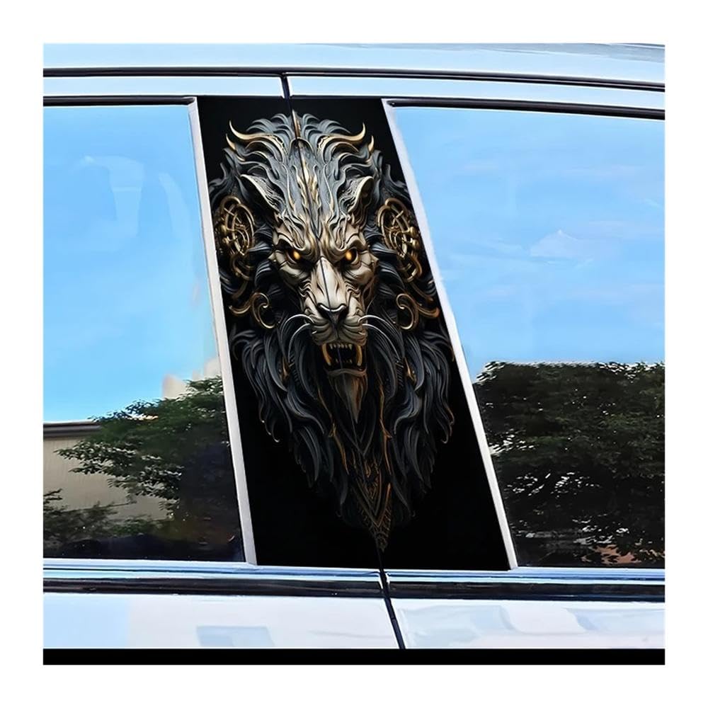 Car Parts 2pcs Car Center Pillar Stickers Lion Head B-Pillar Scratch Protection Decals