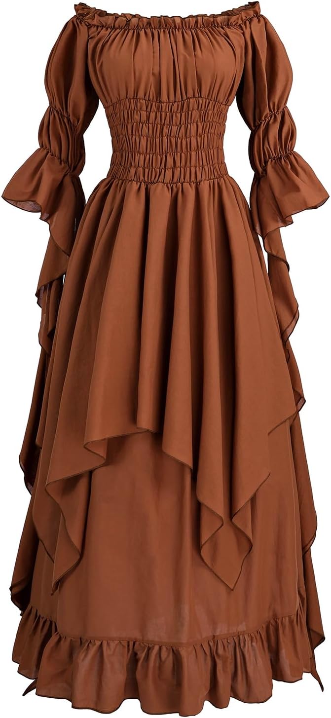 LTAKK Renaissance Dress Women Medieval Costume Victorian Dresses Peasant Gothic Fairy Witch Wedding Under Dress