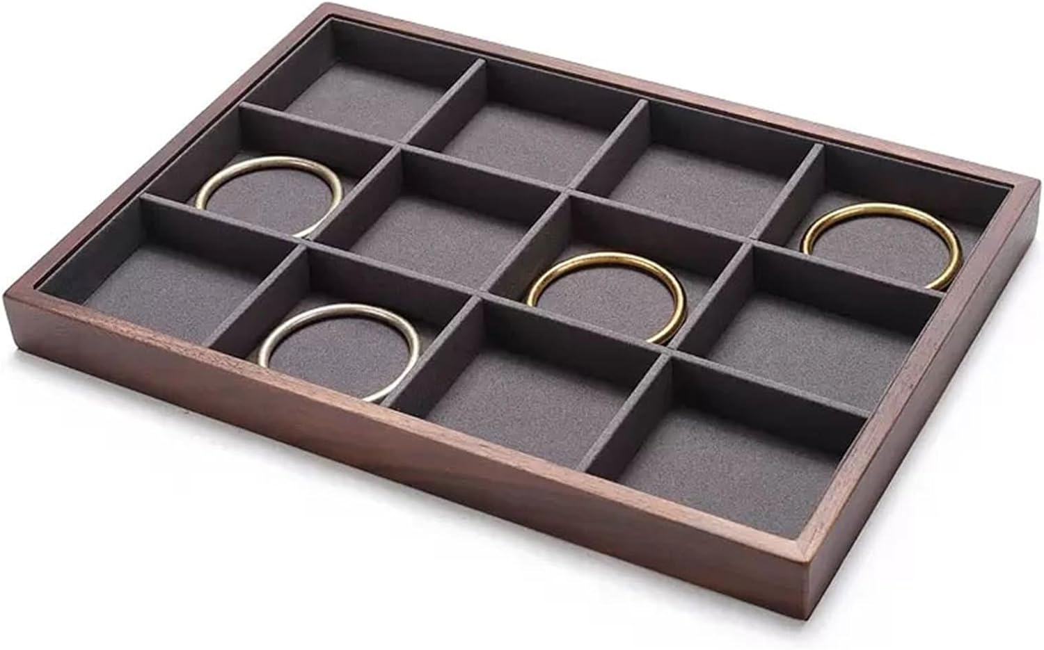 Jewelry Holder Stand Jewelry Tray 12 Compartment Velvet Lined Stackable Jewelry Organizer Tray for Rings Earrings Bracelets Necklaces Necklace Hanger Wall Mount(Color:B) (B)