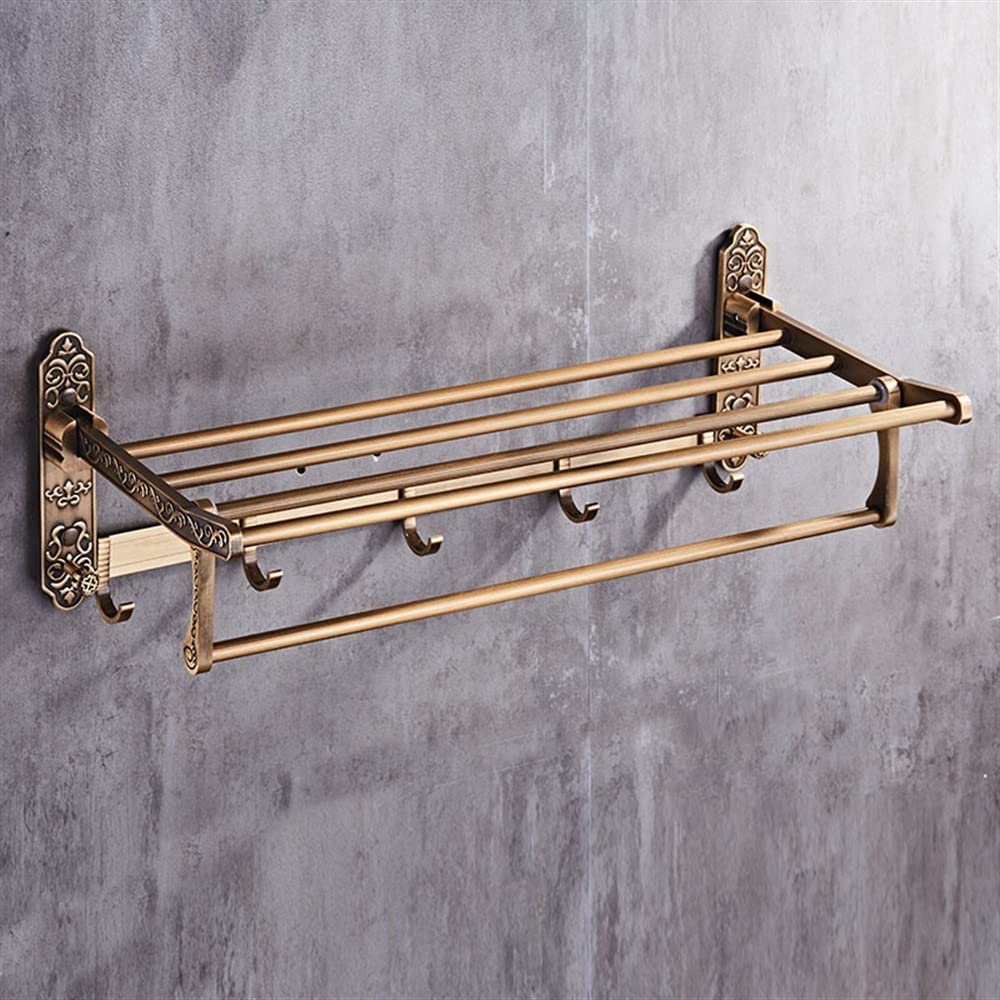 asdchZen Towel Rail Towel Racks,Bathroom Towel Rack Wall Mounted Towel Holder,Fold Bath Towel Rack,Active Bathroom Holder,Antique Double Towel Shelf Towel Rack/B/A -D-A,A-a