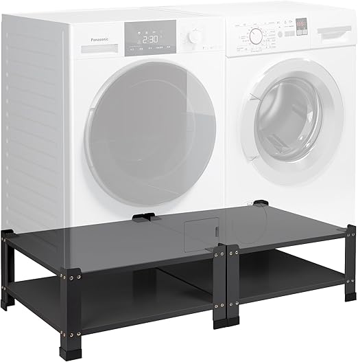 2 Pack Laundry Pedestal 14" Height Washer and Dryer Pedestals, Heavy Duty Metal Washing Machine Dryer Pedestal Mini Fridge Stand, Universal Fit 700lbs, 28" Wide (Black)
