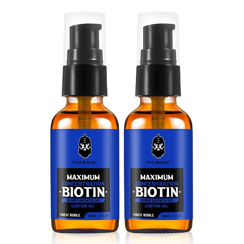 Óleo para Barba First Melody com biotina, óleo de rícino, argan e jojoba — Pacote com 2, 30 mL cada