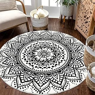 Pauwer Round Area Rug 120 cm Shaggy Ultra Soft Carpet Rug Luxury Non Slip Washable Living Room Rug Floor Bedside Carpet Rug,Black