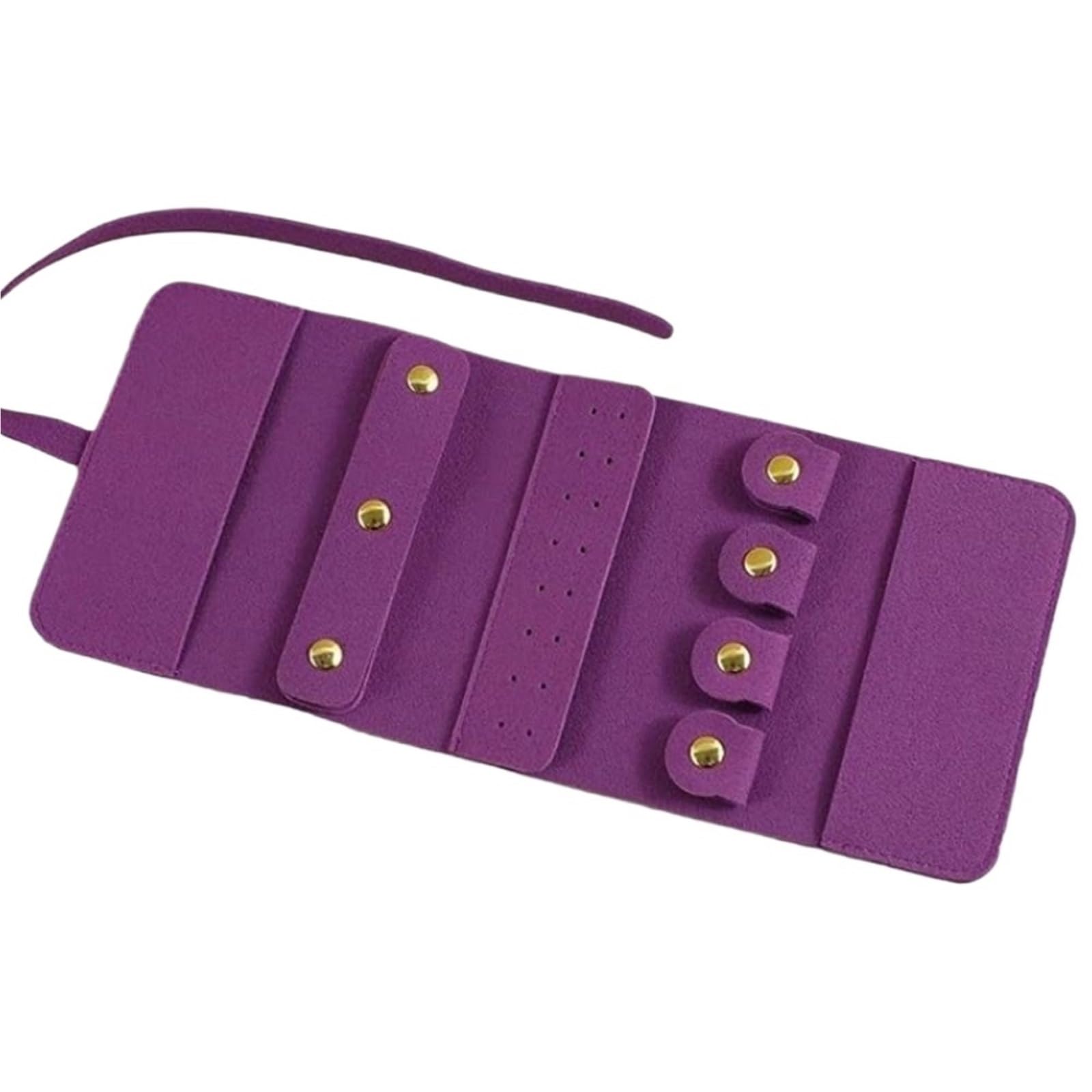 RUWLFE 1 Pcs Portable Jewelry Roll Bag Foldable Travel Bags Storage Pouch Soft StorageBag for Rings, Necklaces, Earrings(Purple)