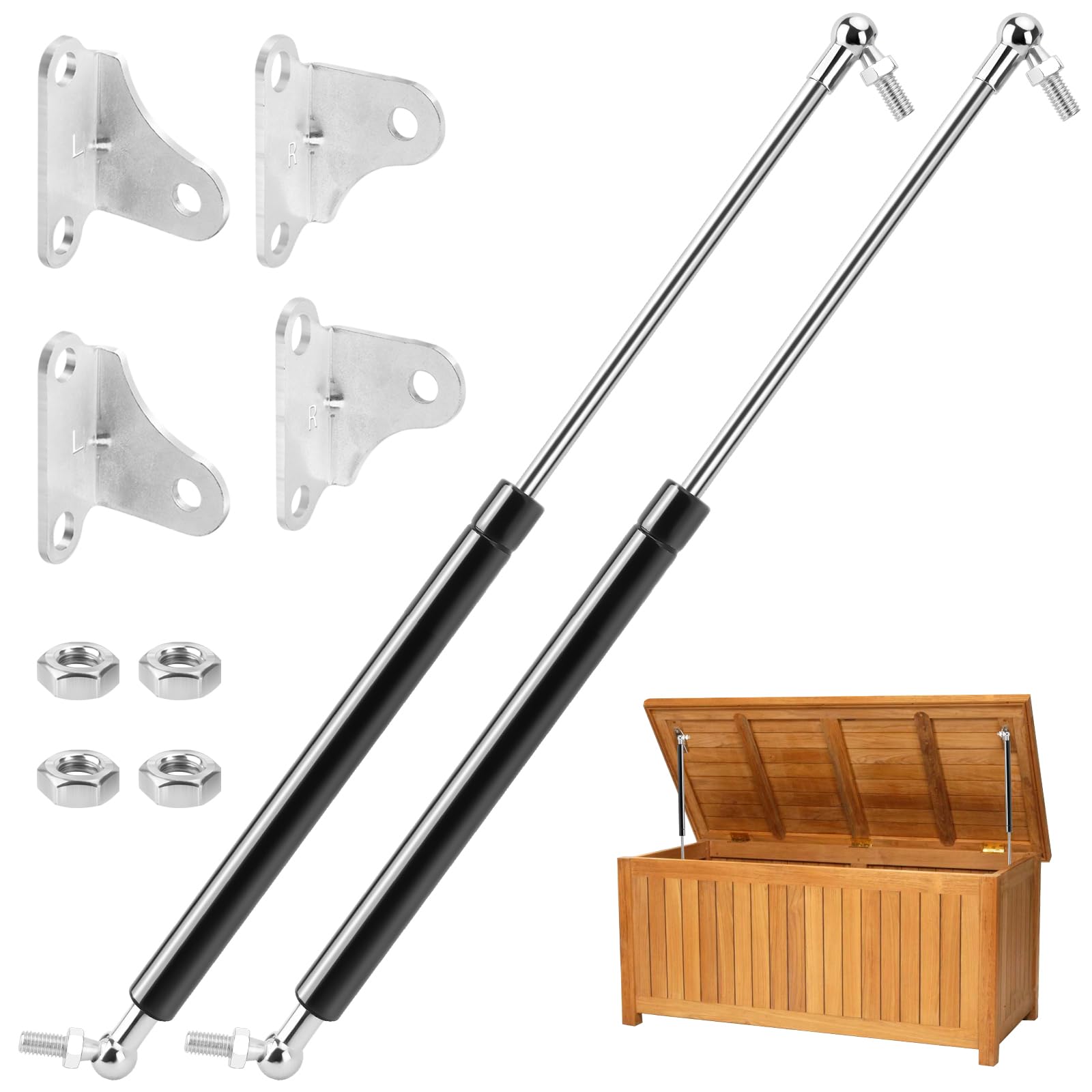 380mm 200N Verin Hydraulique, 2 Lot 20 Kg Vérins à gaz, Universel Réglable à Forte Charge Type L Vérin à Gaz, Adapté Aux Portes De Placard, Outils, Boîtes à Jouets et DIY Créatifs