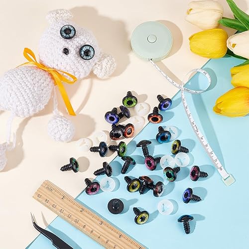 Miniatura 5 de PH PandaHall 40 juegos (20 pares) de ojo de seguridad de 0.71 pulgadas (0.709 in), ojo de dragón de 10 colores, ojos de animales de peluche con