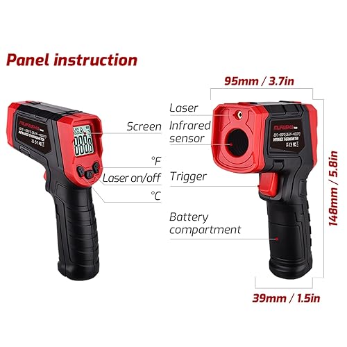 Miniatura 2 de MUFASHA Termómetro infrarrojo pistola de temperatura láser termómetro de alta temperatura con pantalla LCD pirómetro industrial sin contacto