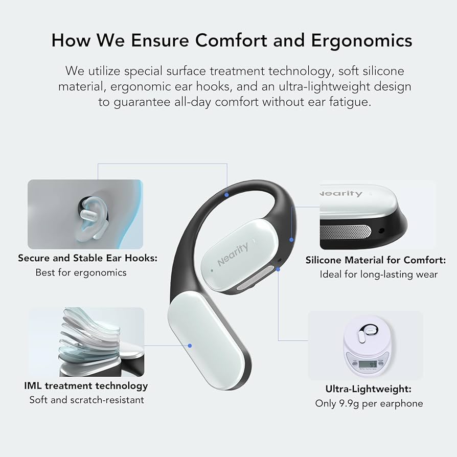 Nearity Open Bluetooth Earphone ブラック Amazon.com: NEARITY Open Ear Bluetooth Headphones,Wireless