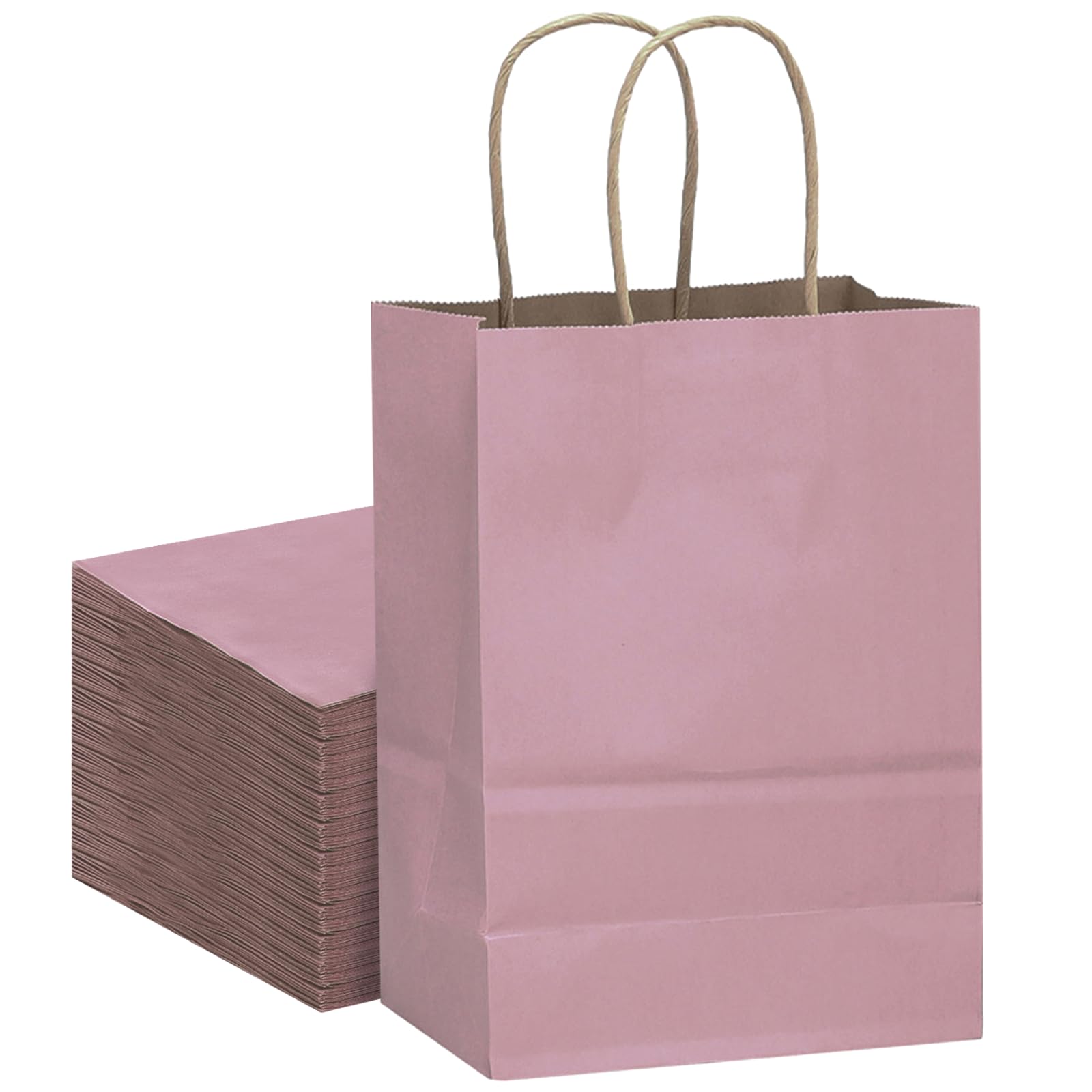 Gcardist Große 16Pcs Rosa Lila Kraftpapier Taschen mit Griffen 33x26x13cm Geschenkpapier Taschen Solid Color Taschen (13x10x5Inch, Große Größe)