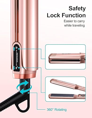 Miniatura 5 de Bcway Plancha plana de 15 pulgadas de ancho para cabello con temperatura ajustable 250 F-450 F LCD digital y calentador PTC placas flotantes de